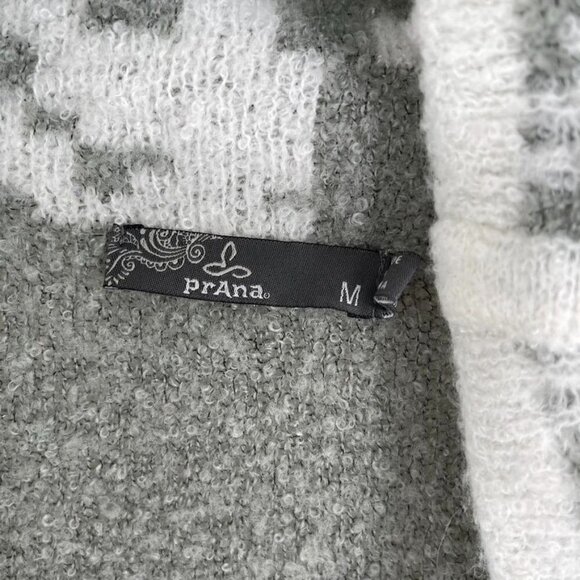 Prana Size M Gray White Reversible Alberta Open Front Waterfall Cardigan Sweater - Picture 3 of 5